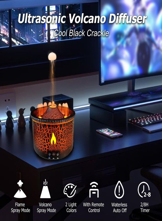 Cechlicht Volcano Diffuser, Essential Oil Diffuser 300ml Volcano Humidifier with Flame & Volcano Mist Mode, 2 Colors, Timer, Auto Shut-Off, Remote Control, Flame Diffusers for Home Bedroom Black - Image 2